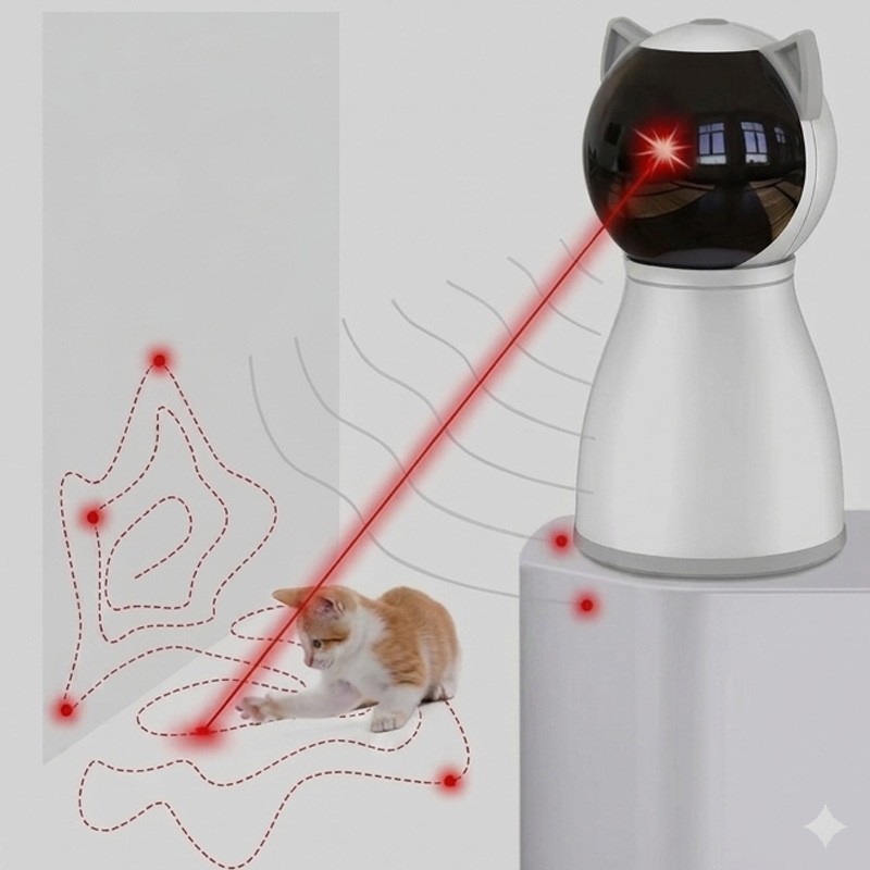 Jouet interactif pour chat - trajectoire aléatoire laser automatique - rechargeable