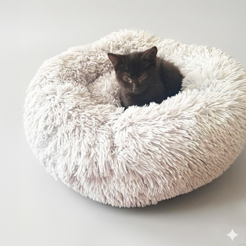 Panier pour chat en peluche, lavable, anti-dérapant - diamètre 50 cm