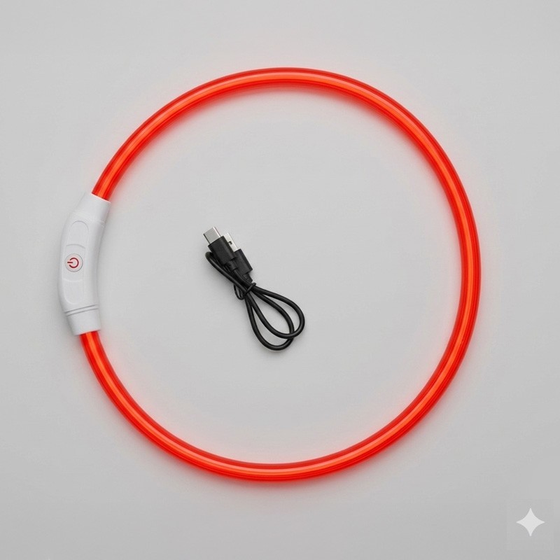 Collier lumineux rouge pour chien