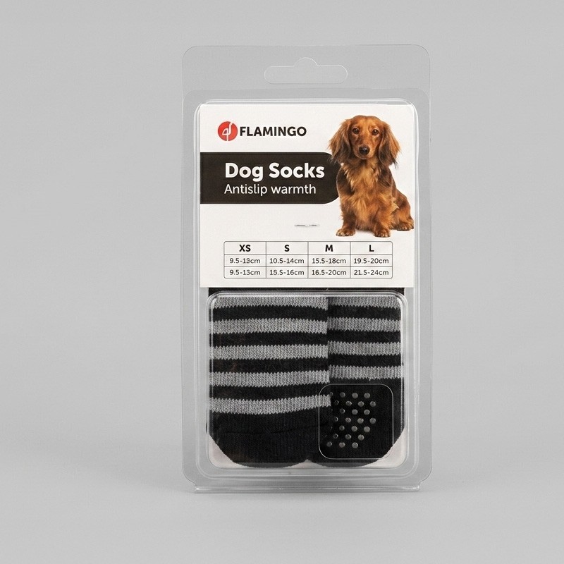 4 Chaussettes pour petit chien grises et noir
