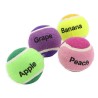 1 lot de 4 balles de tennis pour chien, parfum fruité (4 parfums différents: pomme, raisin, pêche et banane)