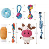 7 Jouets Durables pour Chiots et Petits Chiens - Peluche Non Toxique en Coton Naturel