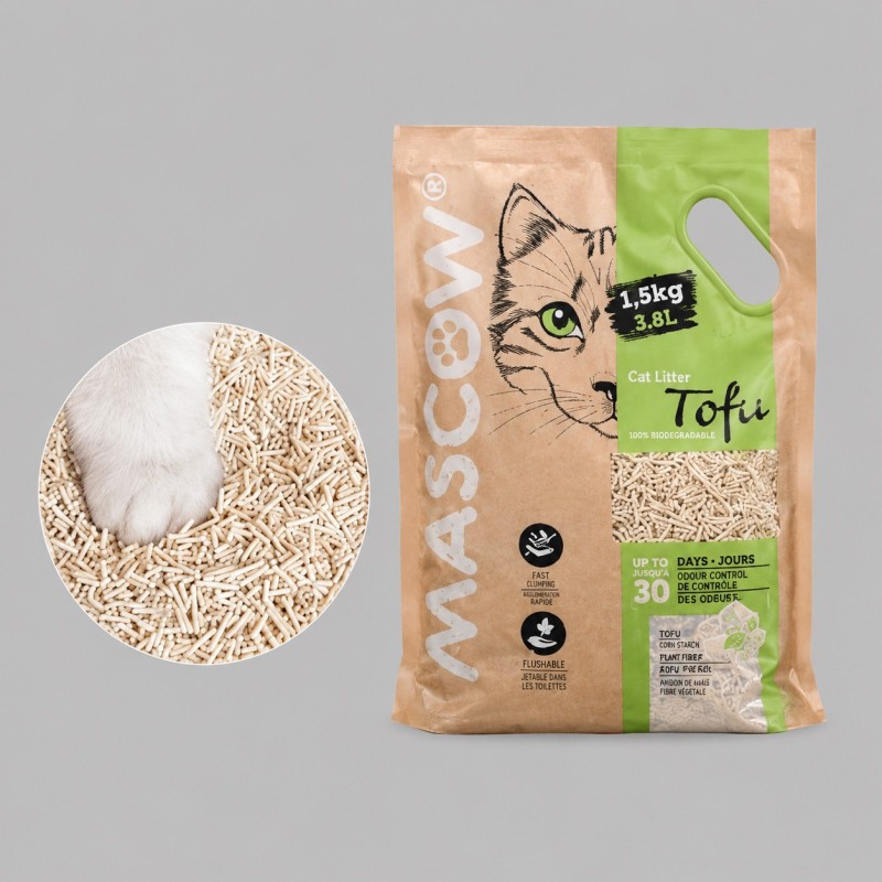 Litière chat tofu végétale