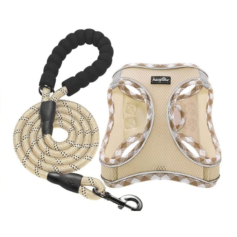 Ensemble harnais et laisse pour chien - Harnais réglable et réfléchissant avec gilet rembourré